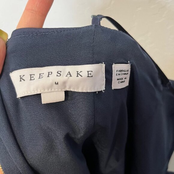 Keepsake Heart Strong Navy Blue Satin Formal Cocktail Party Midi Dress Size M - Picture 11 of 12